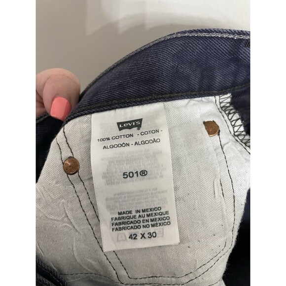 LEVI'S Mens 501 Straight Jeans Button Fly Tag Says 42x32 Measure 38x30 - Picture 7 of 9